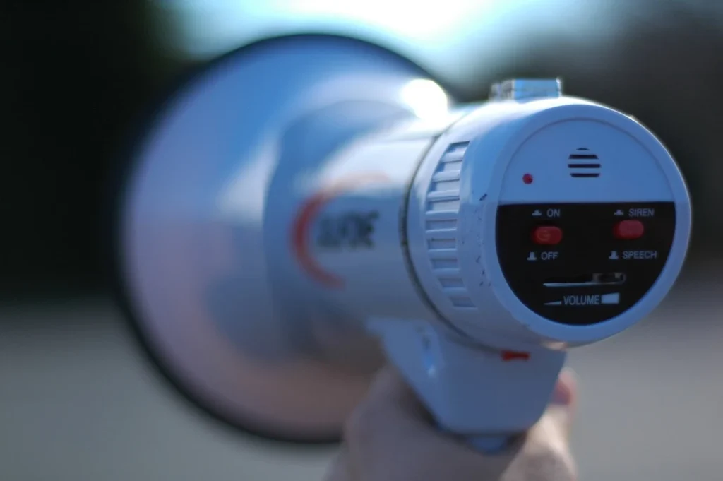 Close-up image of a megaphone