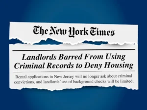 An illustration of a New York Times Article where landlords were barred from using criminal records to deny housing